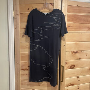 Women's Jigsaw Navy & White Abstract Midi Dress XS